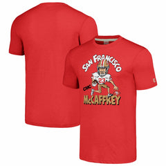 Christian McCaffrey San Francisco 49ers Homage Unisex Caricature Player Tri-Blend T-Shirt Scarlet - NFL