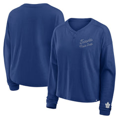 Toronto Maple Leafs - Fanatics Women's Oversized All Out Effort Long Sleeve Henley T-Shirt Blue