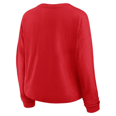 Carolina Hurricanes - Fanatics Women's Oversized All Out Effort Long Sleeve Henley T-Shirt Red