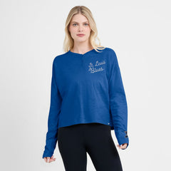 St. Louis Blues - Fanatics Women's Oversized All Out Effort Long Sleeve Henley T-Shirt Blue