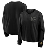 Boston Bruins Fanatics Women's Oversized All Out Effort Long Sleeve Henley T-Shirt Black