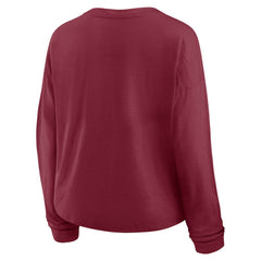 Colorado Avalanche - Fanatics Women's Oversized All Out Effort Long Sleeve Henley T-Shirt Burgundy