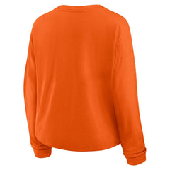 Philadelphia Flyers - Fanatics Women's Oversized All Out Effort Long Sleeve Henley T-Shirt Orange