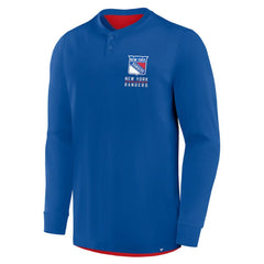 New York Rangers Fanatics Adrenaline Push Long Sleeve Henley Shirt Blue