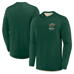 Minnesota Wild - Fanatics Adrenaline Push Long Sleeve Henley Shirt Green
