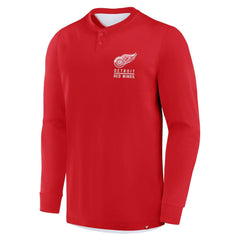 Detroit Red Wings - Fanatics Adrenaline Push Long Sleeve Henley Shirt Red