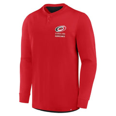 Carolina Hurricanes - Fanatics Adrenaline Push Long Sleeve Henley Shirt Red