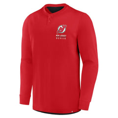 New Jersey Devils - Fanatics Adrenaline Push Long Sleeve Henley Shirt Red