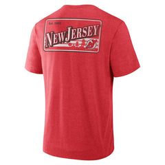 New Jersey Devils - Fanatics Fan Lanes Tri-Blend T-Shirt Heather Red