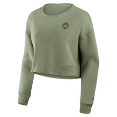 Fanatics - Boston Celtics Women's Studio Tri-Blend Cropped Pullover Sweatshirt - Olive