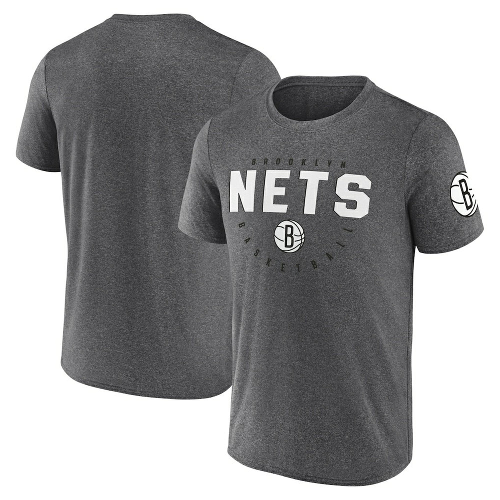 NBA - Brooklyn Nets Logo Athletic Block Practice Performance T-Shirt - Heather Charcoal