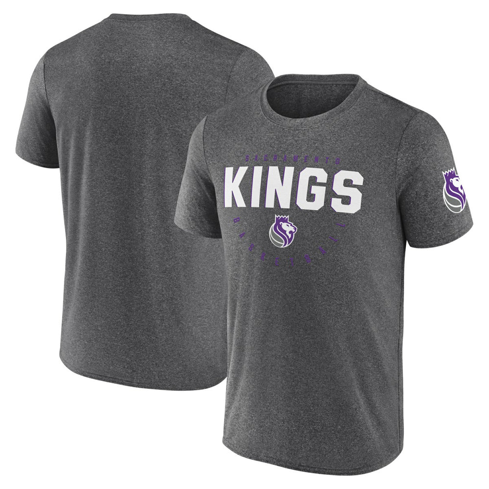 NBA - Sacramento Kings Logo Athletic Block Practice Performance T-Shirt - Heather Charcoal