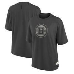 Boston Bruins Fanatics Women's Oversized Elements Raw Edge Future Ground T-Shirt Charcoal