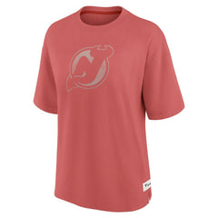 New Jersey Devils - Fanatics Women's Oversized Elements Raw Edge Future Ground T-Shirt Red