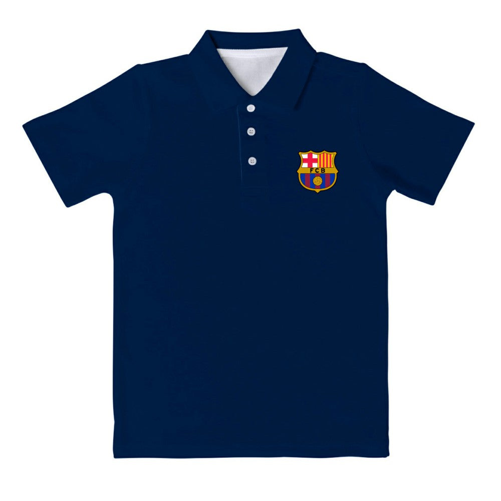 Barcelona Vive La Fete Youth Solid Polo - Navy