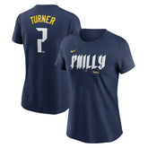 Trea Turner Philadelphia Phillies Nike Women's 2024 City Connect Fuse Player Name & Number T-Shirt Clearance