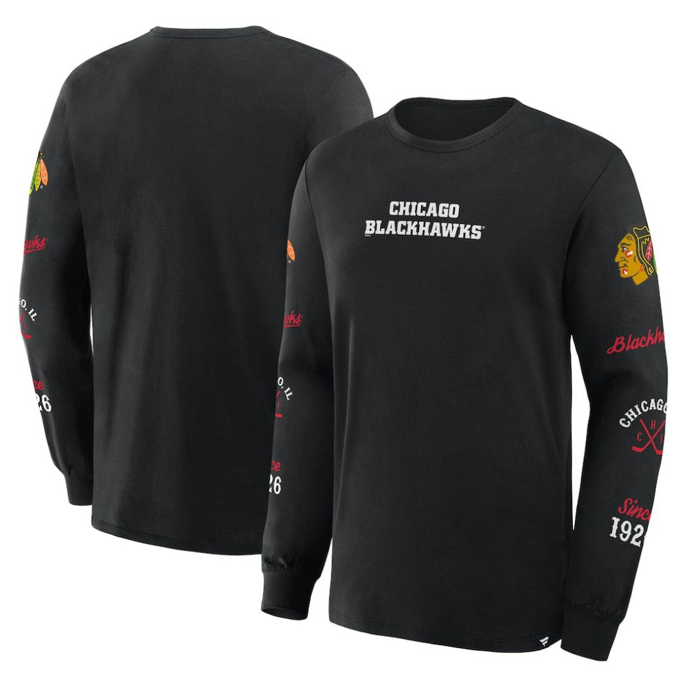 Chicago Blackhawks Fanatics Boxed In Legacy Long Sleeve T-Shirt Black