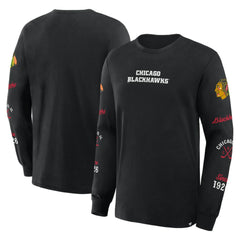 Chicago Blackhawks Fanatics Boxed In Legacy Long Sleeve T-Shirt Black