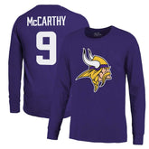 J.J. McCarthy Minnesota Vikings Majestic Threads Name & Number Long Sleeve T-Shirt Purple - NFL