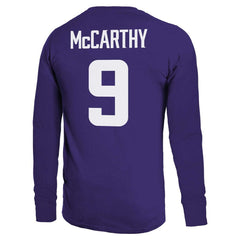 J.J. McCarthy Minnesota Vikings Majestic Threads Name & Number Long Sleeve T-Shirt Purple - NFL