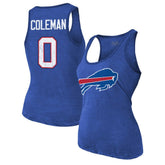 Keon Coleman Buffalo Bills Majestic Threads Women's Name & Number Tri-Blend Scoop Neck Tank Top Royal - NFL
