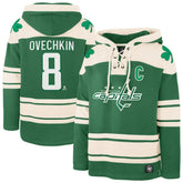 Alexander Ovechkin Washington Capitals '47 St. Patrick's Day Player Name & Number Lacer Pullover Hoodie Kelly Green