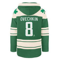 Alexander Ovechkin Washington Capitals '47 St. Patrick's Day Player Name & Number Lacer Pullover Hoodie Kelly Green