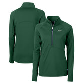 New York Jets Cutter & Buck Women's Primary Logo DryTec Adapt Eco Knit Stretch Recycled Raglan Half-Zip Top Hunter Green - NFL