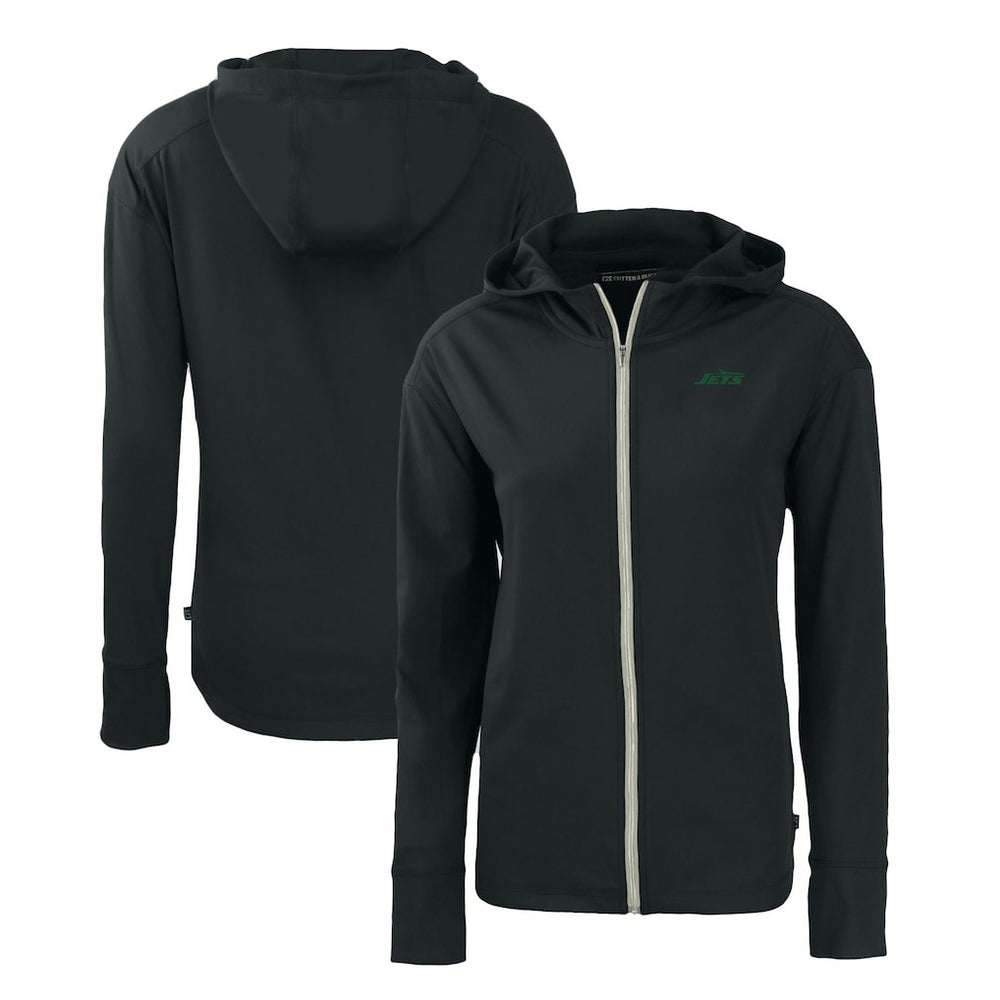 New York Jets Cutter & Buck Women's Primary Logo Daybreak Eco Recycled Full-Zip Hoodie Jacket Black - NFL