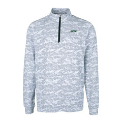 New York Jets Cutter & Buck Primary Logo Traverse Stretch Camo Print Eco Quarter-Zip Top Gray - NFL