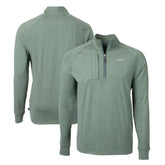 New York Jets Cutter & Buck Primary Logo Adapt Eco Knit Quarter-Zip Top Heather Green - NFL