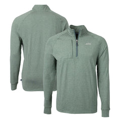 New York Jets Cutter & Buck Primary Logo Adapt Eco Knit Quarter-Zip Top Heather Green - NFL