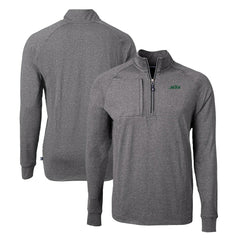 New York Jets Cutter & Buck Primary Logo Adapt Eco Knit Quarter-Zip Top Heather Black - NFL