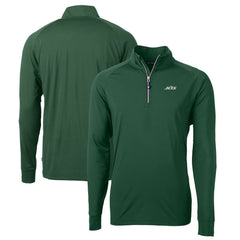 New York Jets Cutter & Buck Primary Logo Adapt Eco Knit Stretch Recycled Quarter-Zip Top Hunter Green - NFL