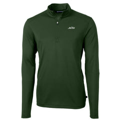 New York Jets Cutter & Buck Primary Logo Virtue Eco Pique Recycled Quarter-Zip Pullover Top Hunter Green - NFL