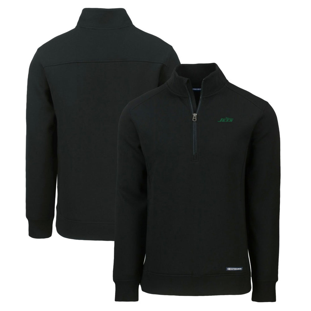 New York Jets Cutter & Buck Primary Logo Roam Eco Recycled Quarter-Zip Pullover Top Black - NFL