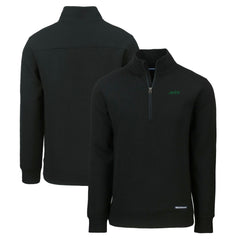 New York Jets Cutter & Buck Primary Logo Roam Eco Recycled Quarter-Zip Pullover Top Black - NFL