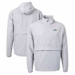 New York Jets Cutter & Buck Primary Logo Charter Eco Recycled Half-Zip Anorak Jacket Gray - NFL