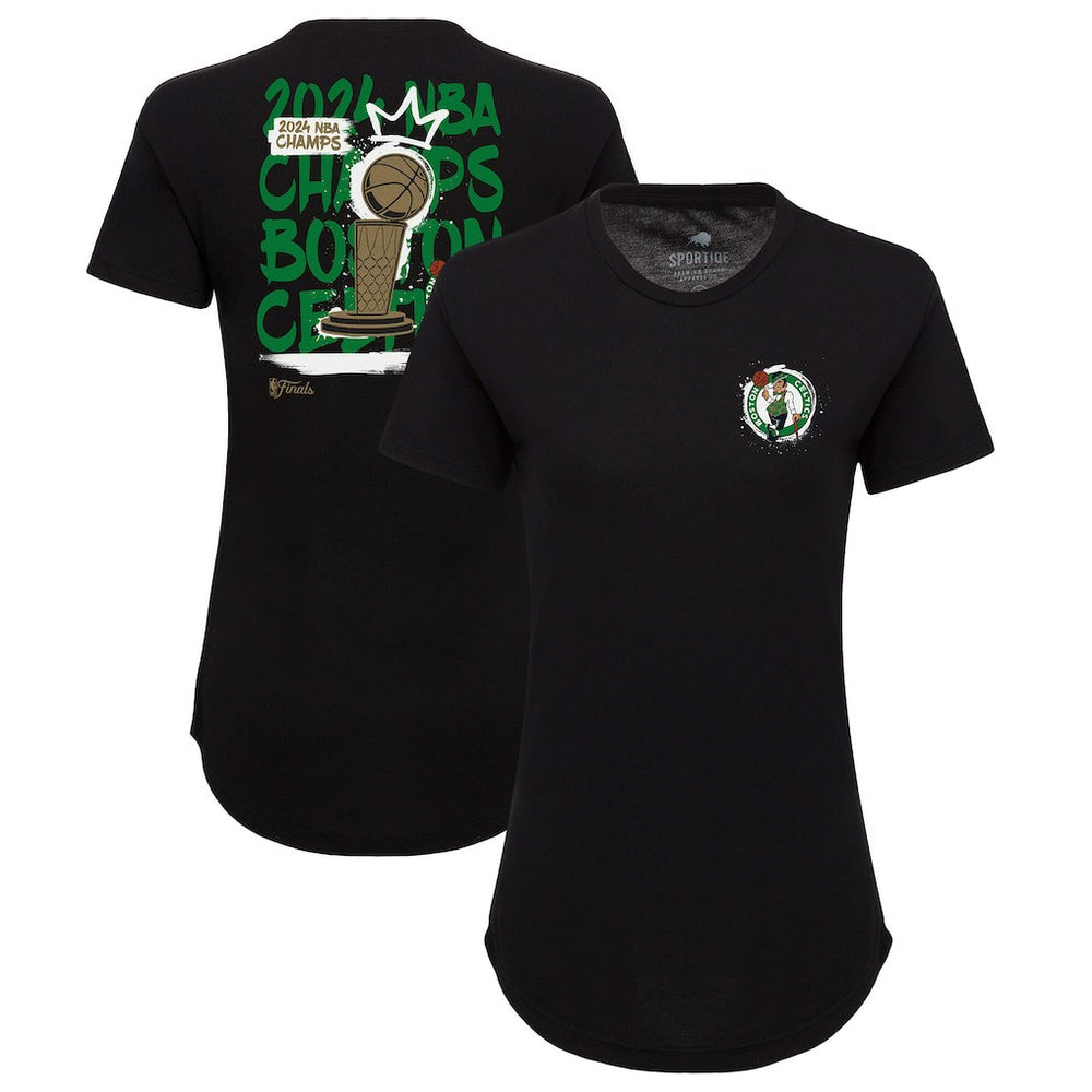 NBA - Boston Celtics Sportiqe Women's 2024 NBA Finals Champions King of the Court Phoebe Tri-Blend T-Shirt - Black