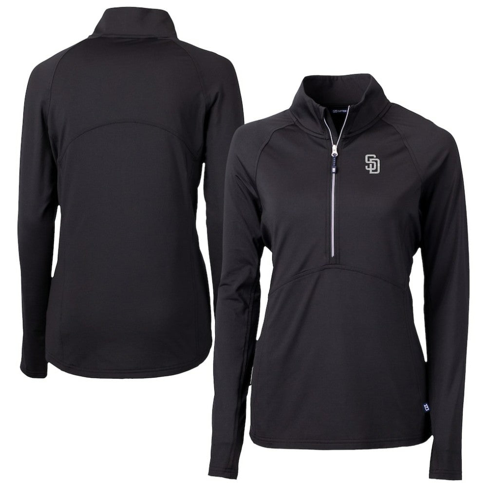 San Diego Padres Cutter & Buck Women's Adapt Eco Knit Stretch Recycled Half-Zip DryTec Top On Sale