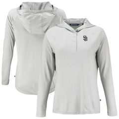 San Diego Padres Cutter & Buck Women's Coastline Epic Comfort Eco Recycled Raglan Long Sleeve Hoodie T-Shirt Clearance