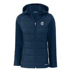 Minnesota Twins Cutter & Buck Women's Evoke Hybrid Eco Softshell Recycled Full-Zip Hooded Jacket Sale