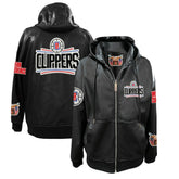 NBA - LA Clippers Jeff Hamilton Vegan Leather Full-Zip Hoodie - Black