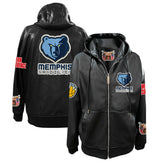 NBA - Memphis Grizzlies Jeff Hamilton Vegan Leather Full-Zip Hoodie - Black