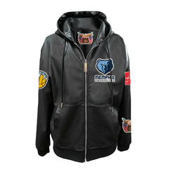 NBA - Memphis Grizzlies Jeff Hamilton Vegan Leather Full-Zip Hoodie - Black