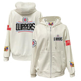 NBA - LA Clippers Jeff Hamilton Vegan Leather Full-Zip Hoodie - White