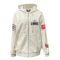 NBA - LA Clippers Jeff Hamilton Vegan Leather Full-Zip Hoodie - White