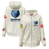 NBA - Memphis Grizzlies Jeff Hamilton Vegan Leather Full-Zip Hoodie - White