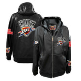 NBA - Oklahoma City Thunder Jeff Hamilton Vegan Leather Full-Zip Hoodie - Black