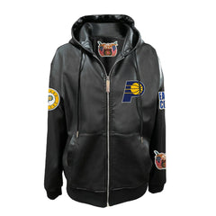 NBA - Indiana Pacers Jeff Hamilton Vegan Leather Full-Zip Hoodie - Black